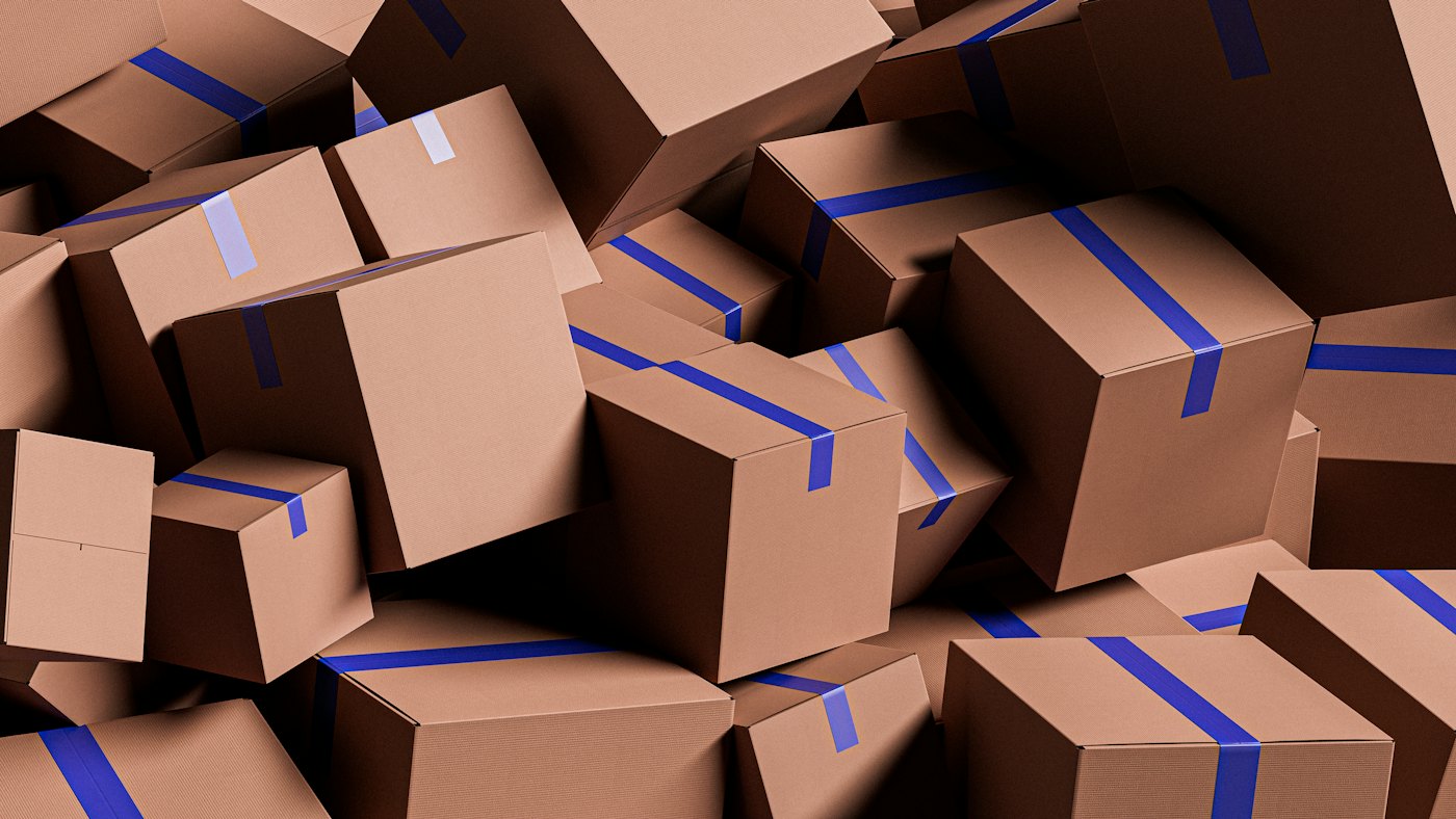 Packed cardboard boxes